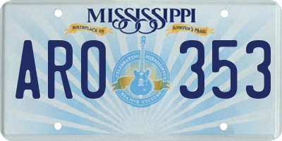 MS license plate ARO353