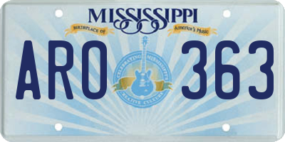 MS license plate ARO363