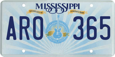 MS license plate ARO365