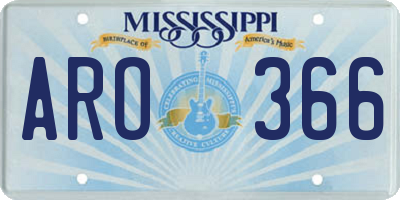 MS license plate ARO366