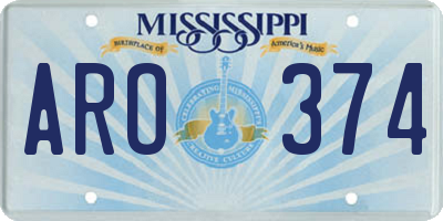 MS license plate ARO374