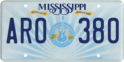 MS license plate ARO380