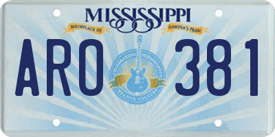 MS license plate ARO381