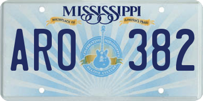 MS license plate ARO382