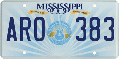 MS license plate ARO383