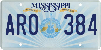 MS license plate ARO384