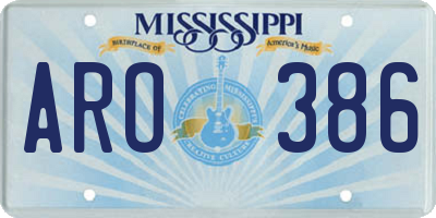 MS license plate ARO386