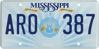MS license plate ARO387