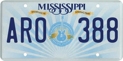 MS license plate ARO388