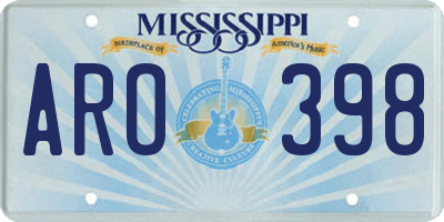 MS license plate ARO398