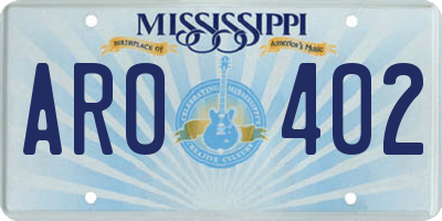 MS license plate ARO402