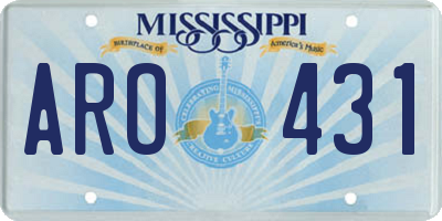 MS license plate ARO431