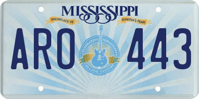 MS license plate ARO443