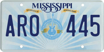MS license plate ARO445