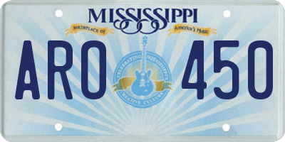 MS license plate ARO450