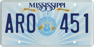 MS license plate ARO451