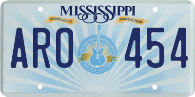 MS license plate ARO454