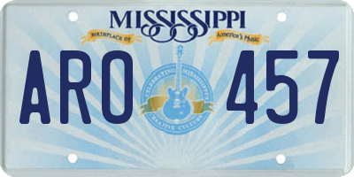 MS license plate ARO457