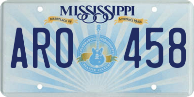MS license plate ARO458