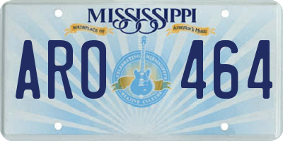 MS license plate ARO464