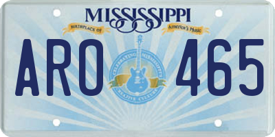 MS license plate ARO465