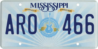 MS license plate ARO466