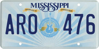 MS license plate ARO476