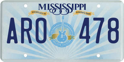MS license plate ARO478