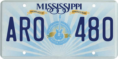 MS license plate ARO480