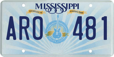 MS license plate ARO481