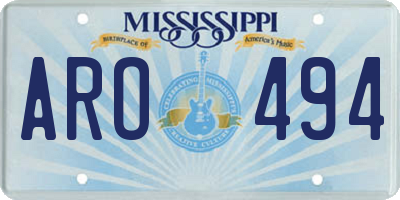 MS license plate ARO494