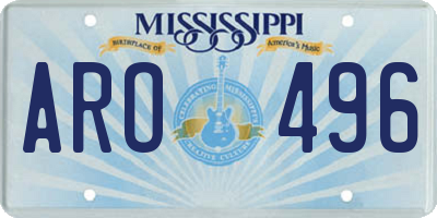 MS license plate ARO496