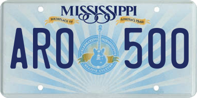 MS license plate ARO500