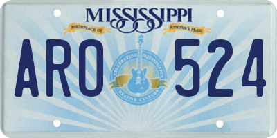 MS license plate ARO524