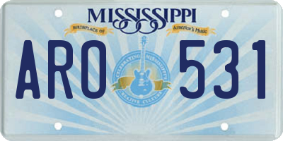 MS license plate ARO531
