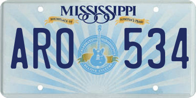 MS license plate ARO534