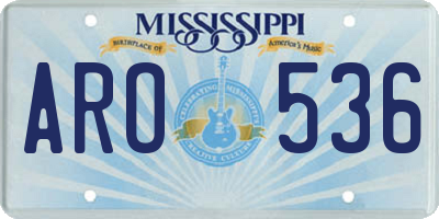MS license plate ARO536