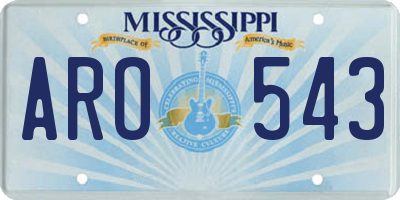 MS license plate ARO543