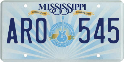 MS license plate ARO545