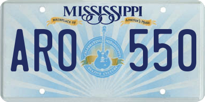 MS license plate ARO550