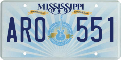 MS license plate ARO551