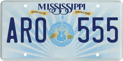 MS license plate ARO555