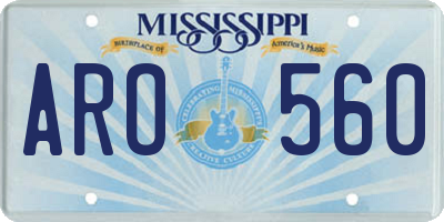 MS license plate ARO560