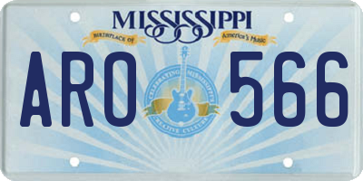 MS license plate ARO566