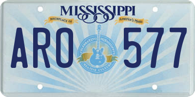 MS license plate ARO577