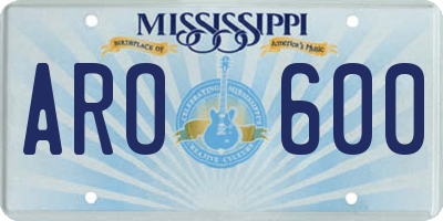 MS license plate ARO600