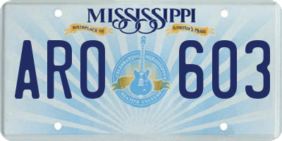 MS license plate ARO603