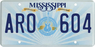 MS license plate ARO604