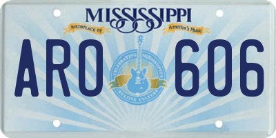 MS license plate ARO606