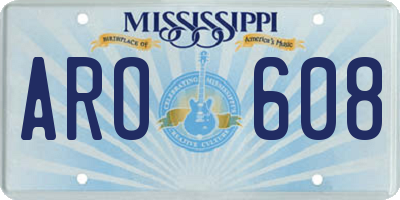 MS license plate ARO608